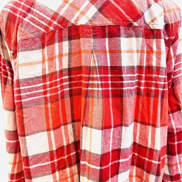 NWT SONOMA Women Long Sleeve Button Down Red Plaid Flannel Shirt Sz Extra Large - Picture 8 of 12